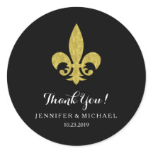 Elegant Guld Fleur de Lis for Bröllop on Black