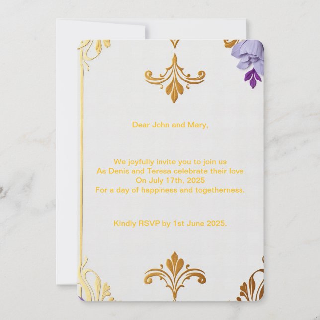 Elegant Guld Fleur-de-Lis Inbjudningar (Framsida)