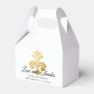 Elegant Guld Fleur de Lis Kärlek Tack Bröllop Presentaskar