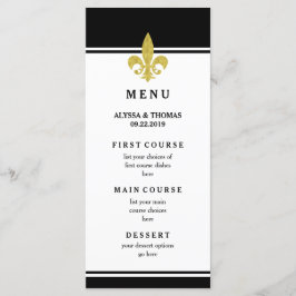 Elegant guld Fleur de Lis svart och vit meny