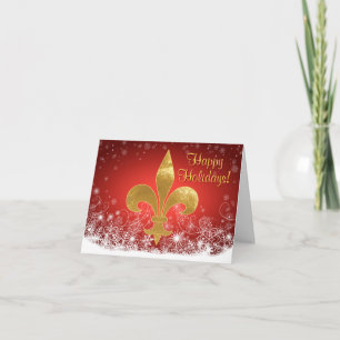Elegant Guld Fleur Red Helgdag Helgkort