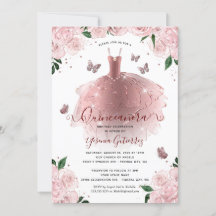 Elegant Guld FloralQuinceañera Dress