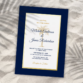 Elegant Guld flottan Blå Handflatan Träd Tropiska 