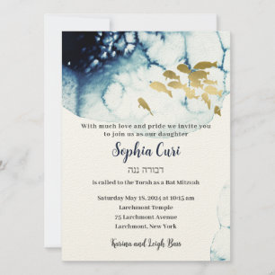 Elegant Guld-flottan under havets Bat mitzvah vatt Inbjudningar
