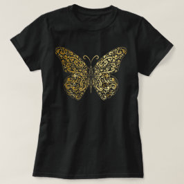 Elegant Guld Flourish Butterfly T Shirt
