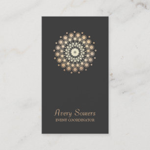 Elegant Guld Flower Motif Event Planner Black Visitkort