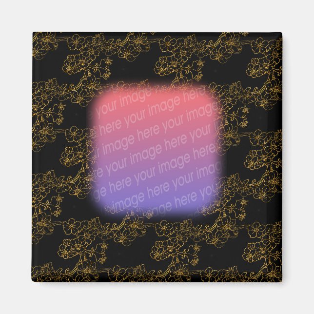 Elegant Guld Flowers Design Photo Magnet (Framsidan)