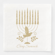 Elegant Guld flygande Dove Menorah Hanukkah