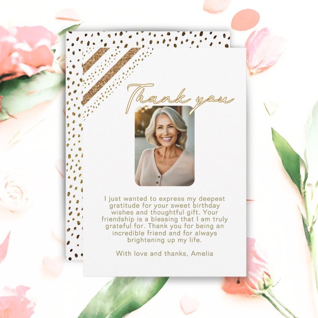 Elegant Guld födelsedag Glitter Tack Kort (Skapare uppladdad)