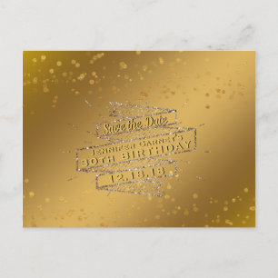 Elegant Guld födelsedag Spara datum Meddelande Vykort