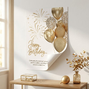 Elegant guld födelsedags festliga glitterballong poster