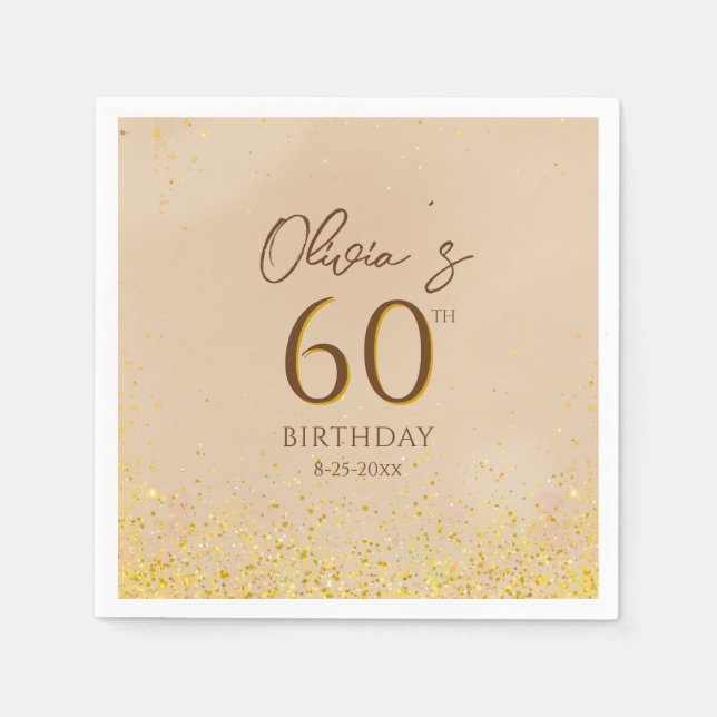 Elegant Guld Födelsedagsfest Pappersservett (Framsidan)