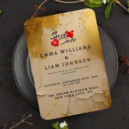 Elegant Guld Foil Cracks Struktur Bröllop Spara Datumet