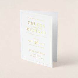 Elegant Guld Foil Folded Wedding-inbjudan Folierat Kort