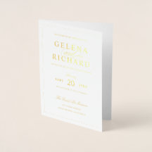 Elegant Guld Foil Folded Wedding-inbjudan
