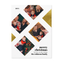 Elegant Guld Foil och 4 Foton jul-Helgdag