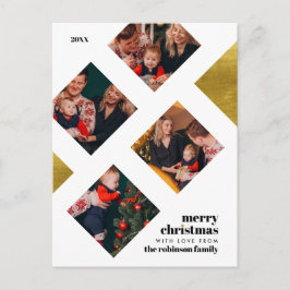 Elegant Guld Foil och 4 Foton jul-Helgdag Vykort