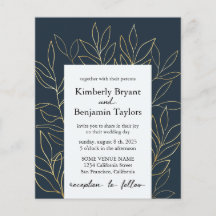 Elegant Guld Foliage. Dusty Blue Luxury Bröllop in