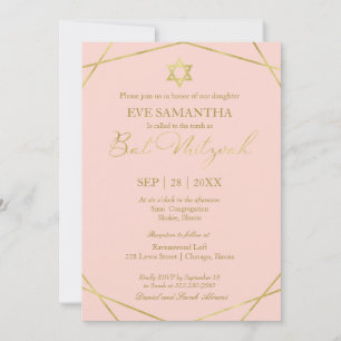 Elegant guld folie geometrisk Bat Mitzvah-inbjudan Inbjudningar
