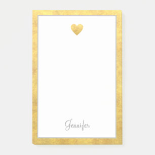 Elegant guld folie kant hjärta modern skrift post-it block