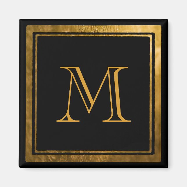 Elegant guld folie monogram magnet (Framsidan)