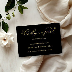 Elegant Guld Folie Script Online Bröllops RSVP-kor OSA Kort
