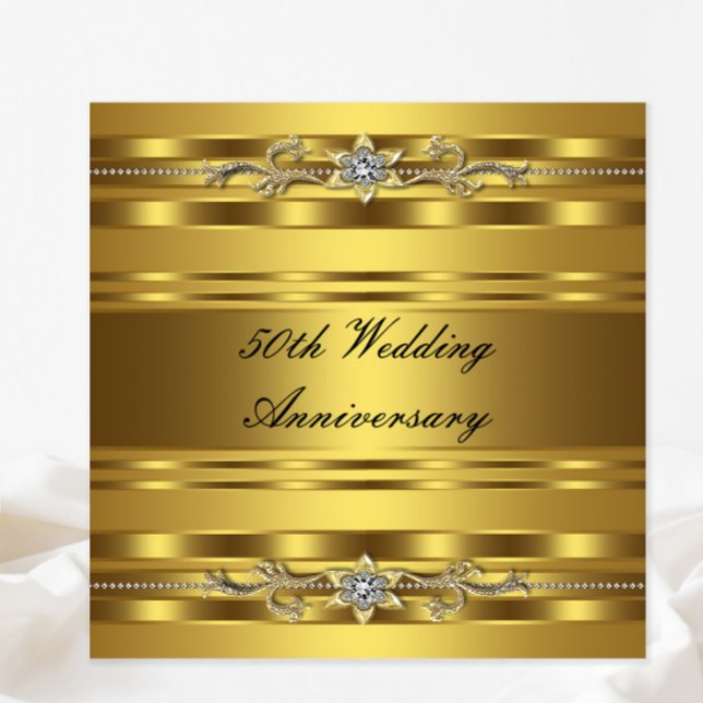 Elegant Guld Förgylld 50-års Bröllopsdag Inbjudningar (Elegant any occasion gold invitation. Simply add your event details.)