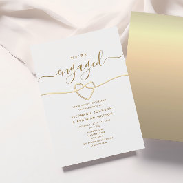 Elegant Guld Förlovningsfest Inbjudningar