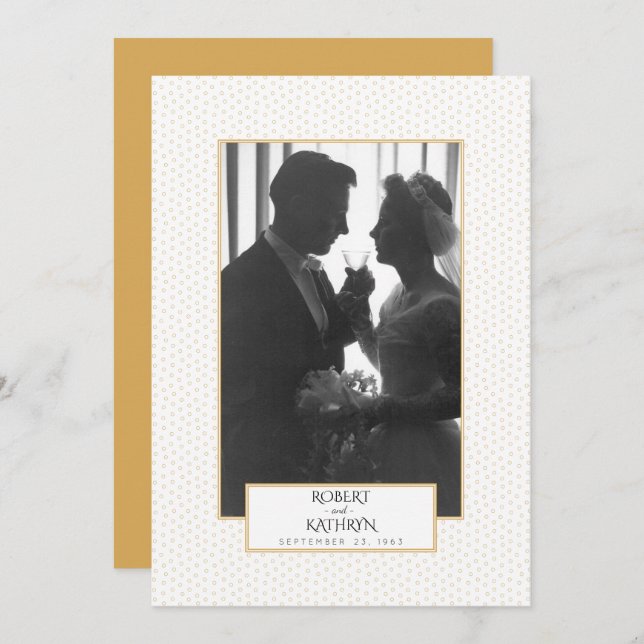 Elegant guld foto 50-års bröllopsjubileum fest inbjudningar (Fram/baksida)