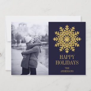 Elegant Guld-fotokort för snöflingor-Helgdag Julkort