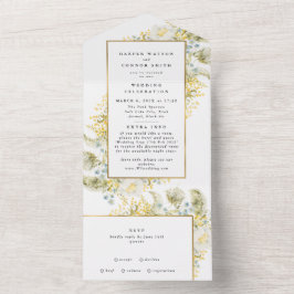 Elegant Guld Framed WildblommeEdging Bröllop