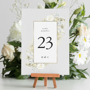 Elegant Guld Framed WildblommeEdging Bröllop Bordsnummer