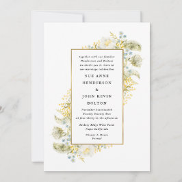 Elegant Guld Framed WildblommeEdging Bröllop Inbjudningar