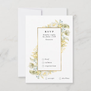 Elegant Guld Framed WildblommeEdging Bröllop OSA Kort