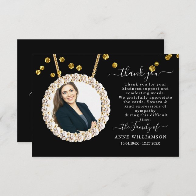 Elegant Guld - frammatad fotobakgrund - tack för d (Fram/baksida)