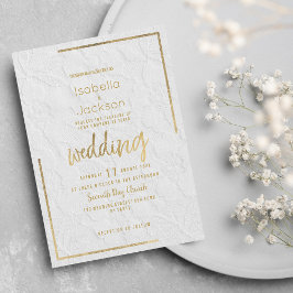 Elegant guld fransk blommigt snöre Bröllop Inbjudningar