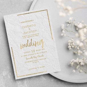 Elegant guld fransk blommigt snöre Bröllop Inbjudningar