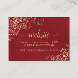 Elegant Guld Frills på Crimson Red Bröllop webbpla Tilläggskort