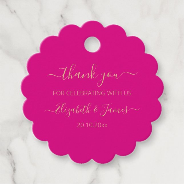 Elegant Guld Fuchsia-Tackens favoritMärkre Gåvor Etiketter (Framsida)