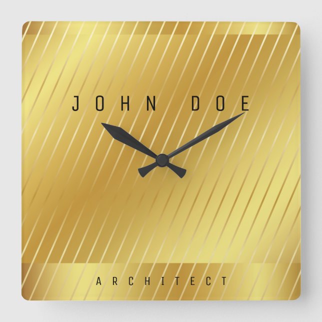 Elegant guld fyrkantig akryl väggklocka (Framsida)