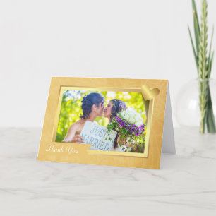 Elegant Guld Gay Lesbisk Bröllopsfoto Tack Kort