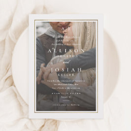 Elegant guld genomskinlig foto bröllop inbjudningar