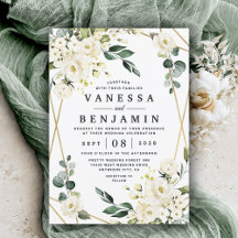 Elegant Guld Geometric Blommigt Greenery Bröllop