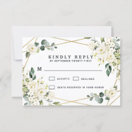 Elegant Guld Geometric Blommigt Greenery Bröllop OSA Kort