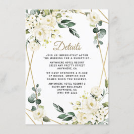 Elegant Guld Geometric Blommigt Greenery Bröllop Tilläggskort