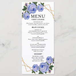 Elegant Guld Geometric Blue Blommigt Boho Bröllop Meny