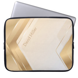 Elegant Guld Geometric Mönster och Customization Laptop Fodral