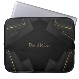 Elegant Guld Geometric Mönster och Customization Laptop Fodral