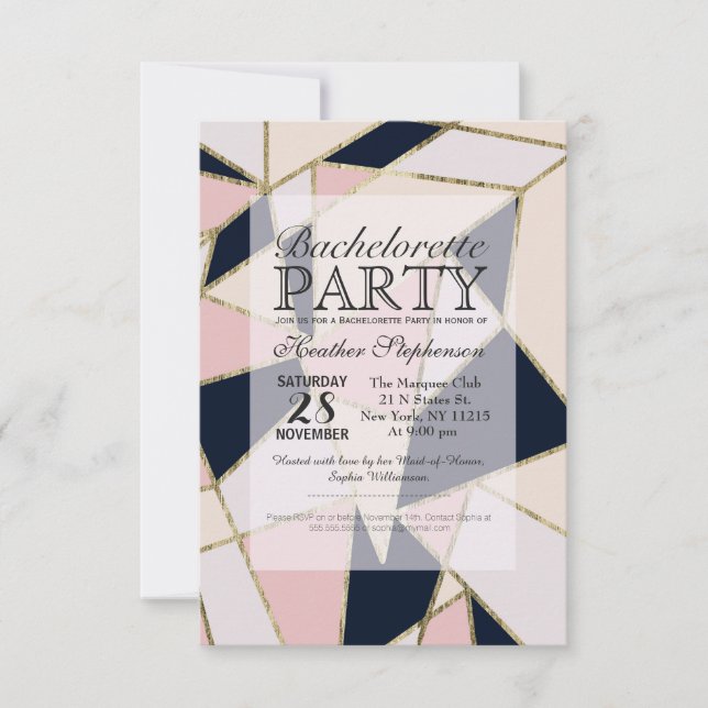 Elegant Guld Geometric Triangles Inbjudningar (Framsida)