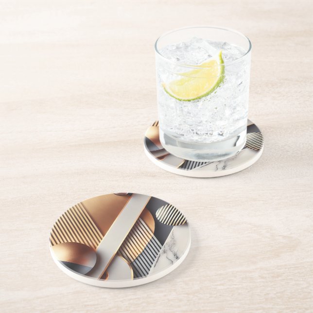 Elegant Guld Geometric Underlägg set (Sidan)